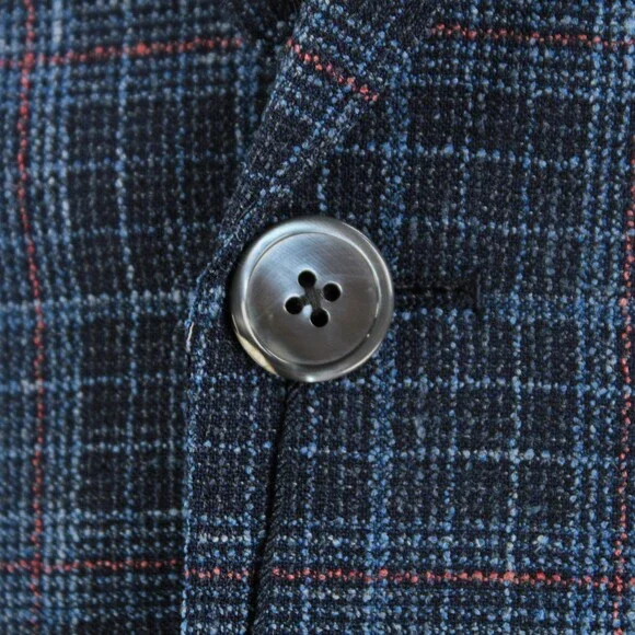 Cardinal of Canada NWT Wool Blend Sport Coat Size 40R US In Blue w/ Coral Plaid
